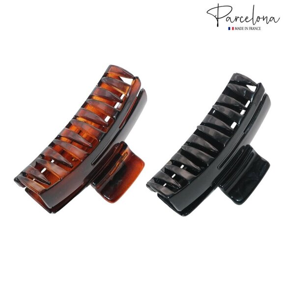 Hair Claw Clips Celluloid Acetate Tortoise and Black Set Durable Stylish main image 5